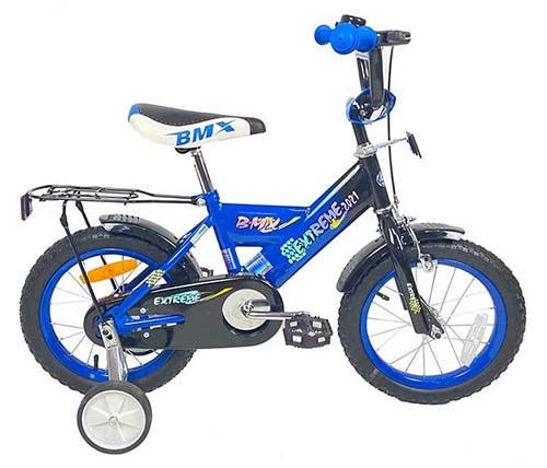 אופני ילדים BMX 901506 בגודל 14 אינץ' לגילאי 3-4 בצבע כחול כולל גלגלי עזר  - משלוח חינם
