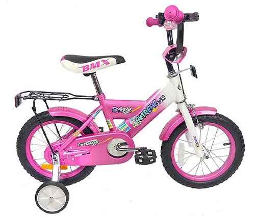 אופני ילדים BMX 901513 בגודל 16 אינץ' לגילאי 4-5 כולל גלגלי עזר בצבע ורוד - משלוח חינם