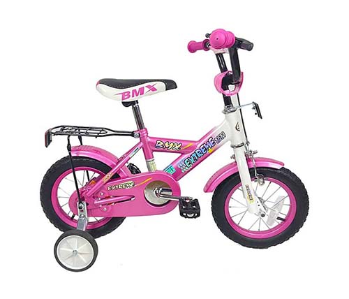 אופני ילדים BMX בגודל 12 אינצ'  בצבע ורוד לגילאי 2.5-3 כולל גלגלי עזר משלוח חינם