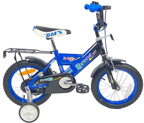 אופני ילדים BMX 901511 בגודל 16 אינץ' לגילאי 4-5 כולל גלגלי עזר בצבע כחול - משלוח חינם