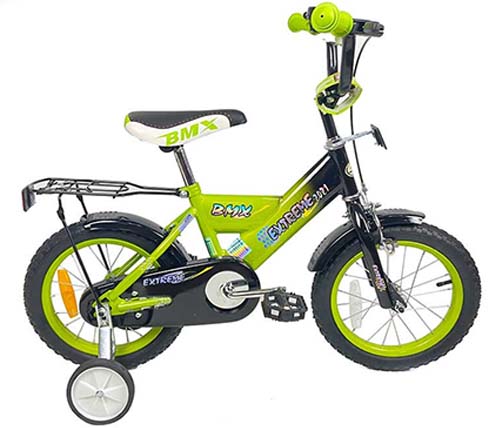 אופני ילדים BMX 901512 בגודל 16 אינץ' - בצבע ירוק זרחני לגילאי 4-5 כולל גלגלי עזר - משלוח חינם