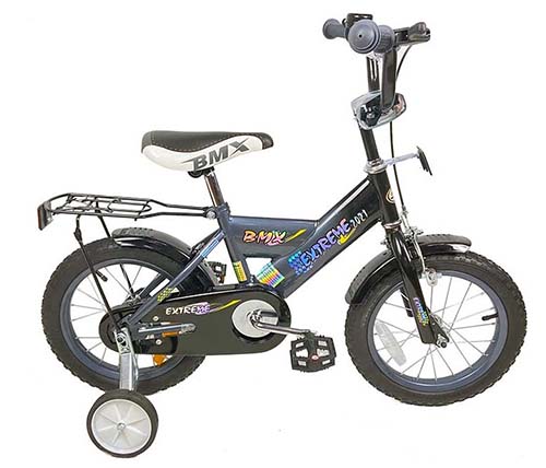 אופני ילדים BMX 901515 בגודל 18 אינץ' לגילאי 5-6 כולל גלגלי עזר בצבע אפור - משלוח חינם