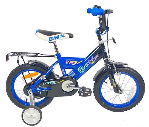 אופני ילדים BMX 901516 בגודל 18 אינץ' לגילאי 5-6 כולל גלגלי עזר בצבע כחול - משלוח חינם