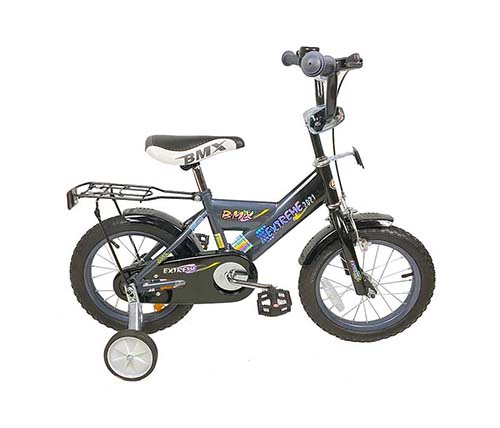 אופני ילדים BMX בגודל 14 אינצ' לגילאי 3-4 כולל גלגלי עזר בצבע אפור - משלוח חינם