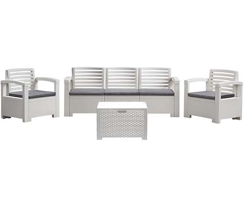 מערכת ישיבה BICA דגם NEVADA כולל 2 כורסאות יחיד + ספה ושולחן קפה בצבע לבן