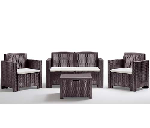 מערכת ישיבה BICA דגם ALABAMA 2 כולל 2 כורסאות יחיד + ספה ושולחן קפה בצבע חום
