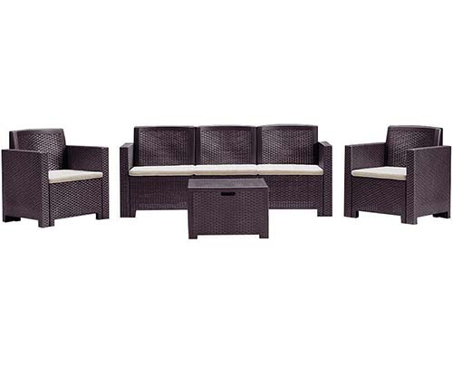 מערכת ישיבה BICA דגם ALBAMA 3 כולל 2 כורסאות יחיד + ספה ושולחן קפה בצבע חום