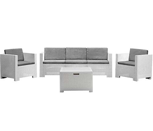 מערכת ישיבה BICA דגם COLORADO 3 כולל 2 כורסאות יחיד + ספה ושולחן קפה בצבע לבן