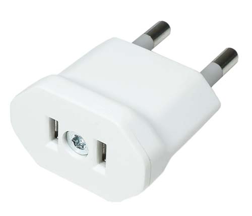 מתאם קבוע מתקע אמריקאי לתקע ישראלי Wise Electric DPA-1 בצבע לבן