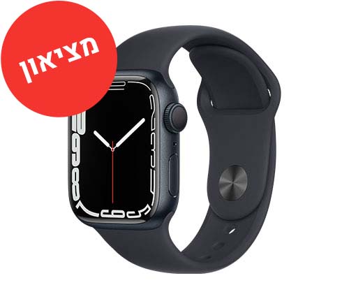 מציאון - שעון חכם אפל Apple Watch Series 7 GPS 41mm בצבע Midnight Aluminium Case עם Midnight Sport Band - מוחדש