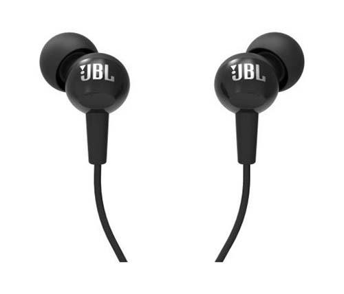 אוזניות In Ear +מיקרופון JBL C100 בצבע שחור