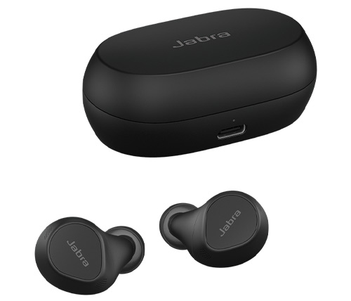 אוזניות אלחוטיות Jabra Elite 7 Pro Bluetooth עם מיקרופון בצבע שחור הכוללות כיסוי טעינה