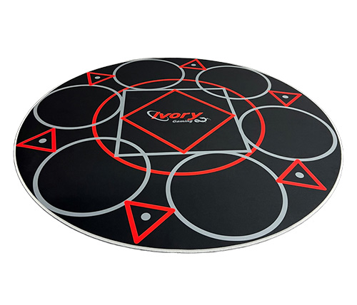 שטיח גיימינג רצפתי ענק איכותי Ivory Gaming קוטר 1000X1000 בצבע שחור לעמדת הגיימינג המושלמת