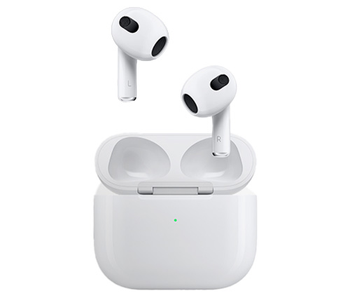 אוזניות אלחוטיות Apple AirPods 3 Bluetooth בצבע לבן עם מיקרופון הכוללות כיסוי טעינה