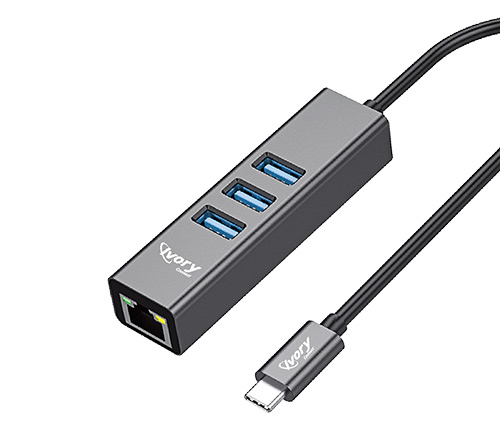 מתאם מפצל USB-C ל RJ45 - USB3 רשת IVORY CONNECT