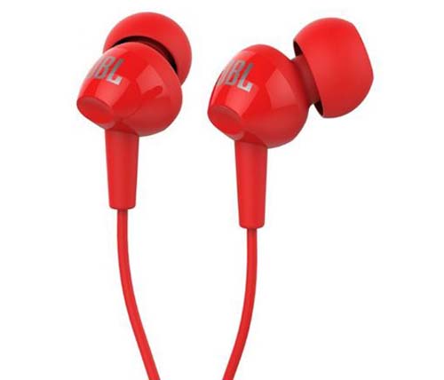 אוזניות IN EAR + מיקרופון JBL C100 בצבע אדום 