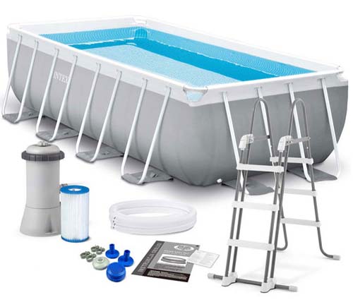בריכה מלבנית INTEX גודל 400X200X122 ס'מ דגם 26790 כולל משאבה וסולם - משלוח חינם