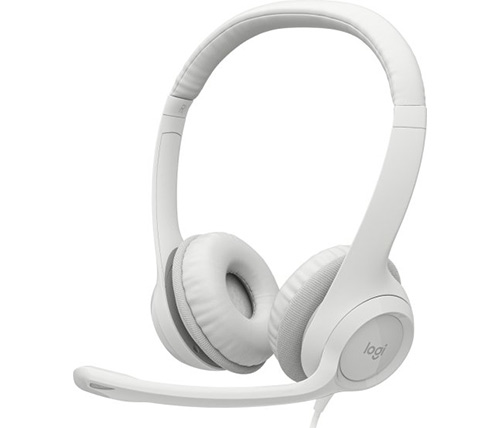אוזניות Logitech H390 USB Headset עם מיקרופון בצבע לבן 
