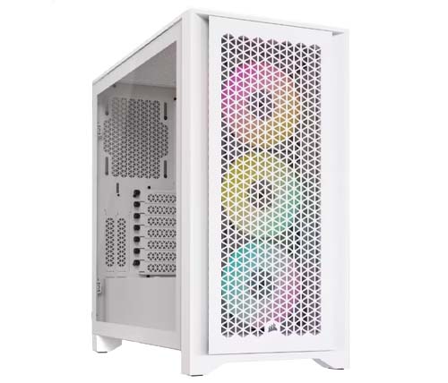 מארז מחשב Corsair iCUE 4000D Airflow RGB Tempered Glass בצבע לבן כולל חלון צד