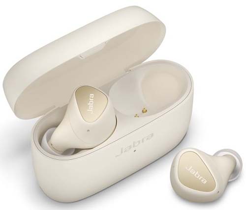 אוזניות אלחוטיות Jabra Elite 4 Bluetooth עם מיקרופון בצבע בז' בהיר הכוללות כיסוי טעינה
