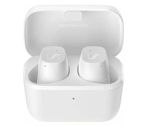 אוזניות אלחוטיות Bluetooth עם מיקרופון Sennheiser CX True Wireless בצבע לבן הכוללות כיסוי טעינה
