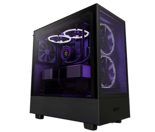 מארז מחשב NZXT H5 Flow בצבע שחור כולל חלון צד Tempered Glass 