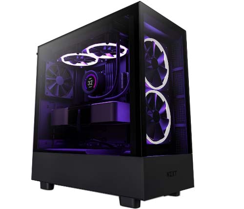 מארז מחשב NZXT H5 Elite בצבע שחור כולל חלון צד Tempered Glass 