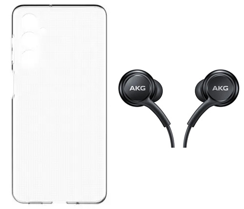 קיט באנדל אוזניות In-Ear AKG עם מיקרופון USB-C בצבע שחור וכיסוי המותאם למכשירי Samsung A54