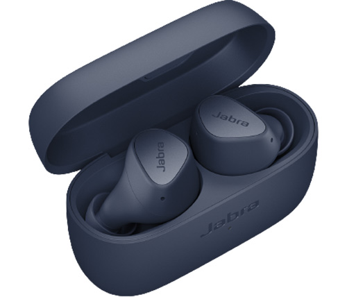 אוזניות אלחוטיות Jabra Elite 4 Bluetooth עם מיקרופון בצבע כחול הכוללות כיסוי טעינה