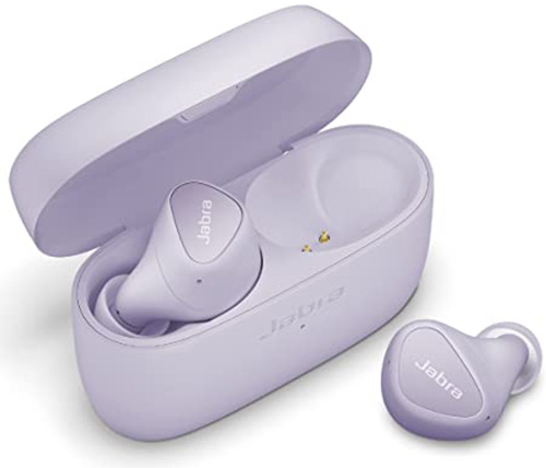 אוזניות אלחוטיות Jabra Elite 4 Bluetooth עם מיקרופון בצבע סגול הכוללות כיסוי טעינה