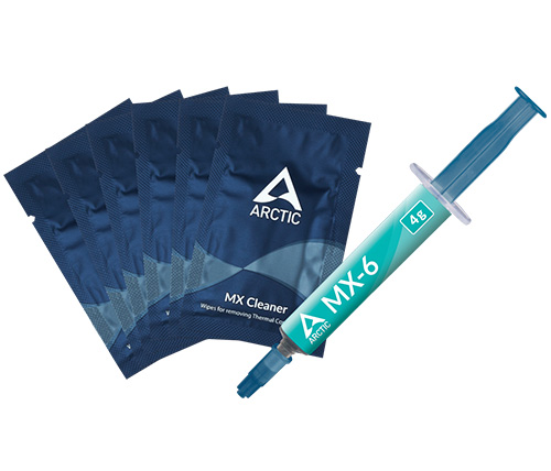 משחה טרמית Arctic MX-6 תכולה כ-4 גרם עם 6 מגבוני MX Cleaner 