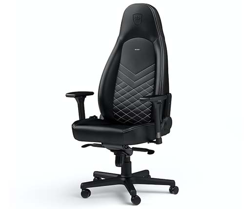 כיסא גיימינג Noblechairs Icon בצבע שחור ופלטינום לבן - משלוח חינם