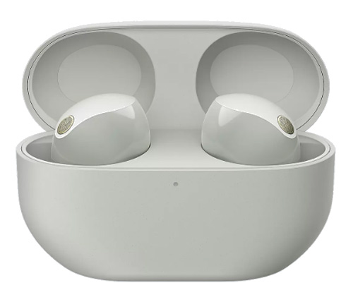 אוזניות אלחוטיות SONY WF-1000XM5B Bluetooth עם מיקרופון בצבע כסוף הכוללות כיסוי טעינה