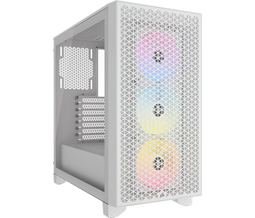 מארז מחשב Corsair 3000D RGB Airflow Mid-Tower PC Case בצבע לבן