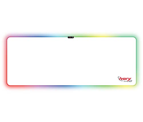 פד גיימינג לעכבר ולמקלדת בגודל Ivory Gaming XXL בצבע לבן White Edition עם תאורת צבעונית RGB 