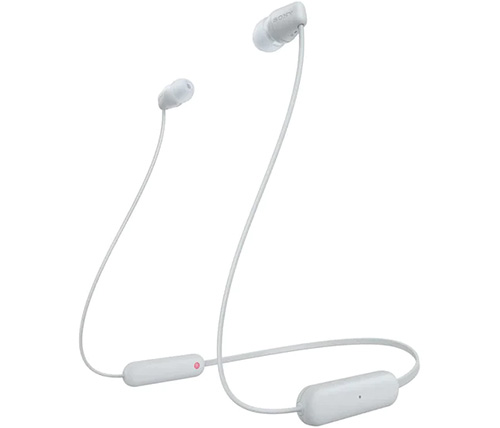 אוזניות אלחוטיות Sony WI-C100 עם מיקרופון Bluetooth בצבע לבן