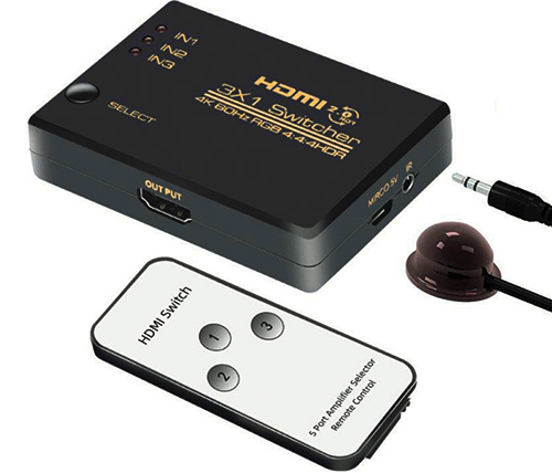 ממתג ידני ל-3 חיבורי HDMI 4K/60Hz + שלט Ivory Connect 