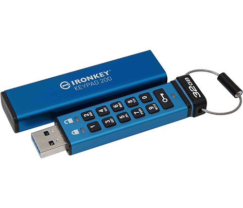 זכרון נייד מוצפן עם סיסמה Kingston IronKey Keypad 200 32GB USB3.2