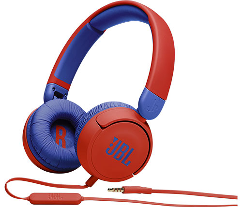 אוזניות JBL דגם JR310 חוטיות המותאמות לילדים עם מיקרופון בצבע אדום וכחול