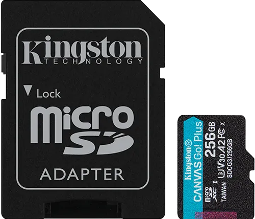 כרטיס זכרון Kingston Canvas Go! Plus microSDXC SDCG3/256GB כולל מתאם SD - בנפח 256GB