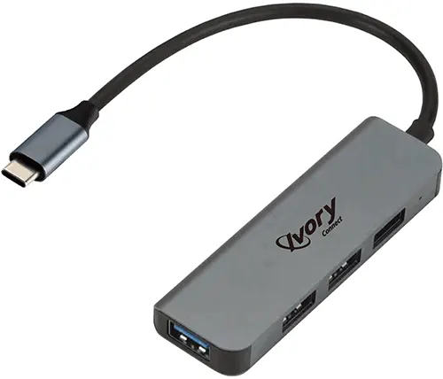 מפצל Ivory Connect USB מחיבור USB Type-C לכניסות USB 3.0 x 4 