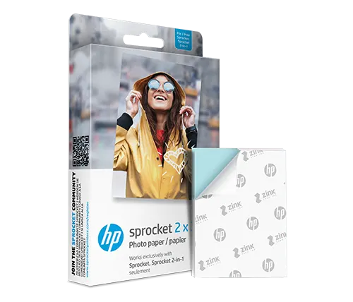 ניירות צילום מדבקה 50 יחידות HP Sprocket 2x3 Zink 