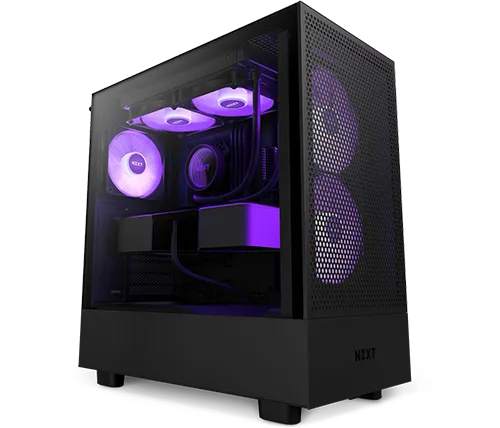 מארז מחשב NZXT H5 Flow RGB בצבע שחור כולל חלון צד Tempered Glass
