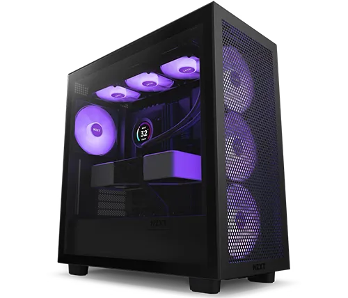 מארז מחשב NZXT H7 Flow RGB בצבע שחור כולל חלון צד Tempered Glass 