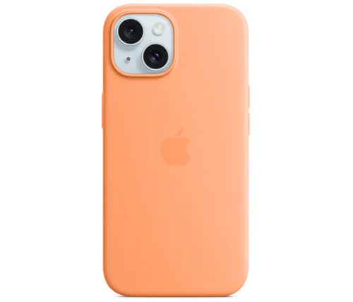 כיסוי סיליקון ל Apple iPhone 15 עם MagSafe - כתום (Orange Sorbet)