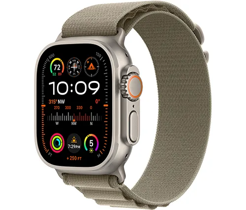 שעון חכם אפל Apple Watch Ultra 2 GPS + Cellular 49mm גוף Titanium עם רצועה Olive Alpine Loop בגודל Small