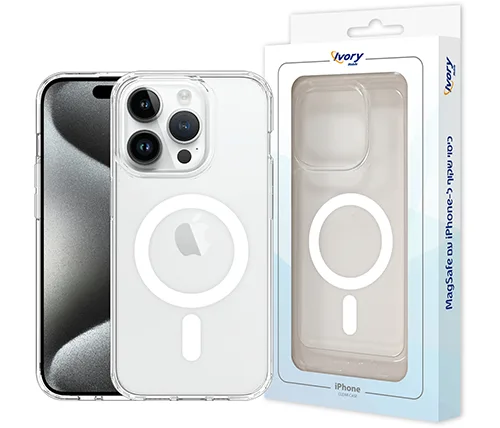 מגן לאייפון iPhone 15 Pro עם Magsafe שקוף Ivory Mobile