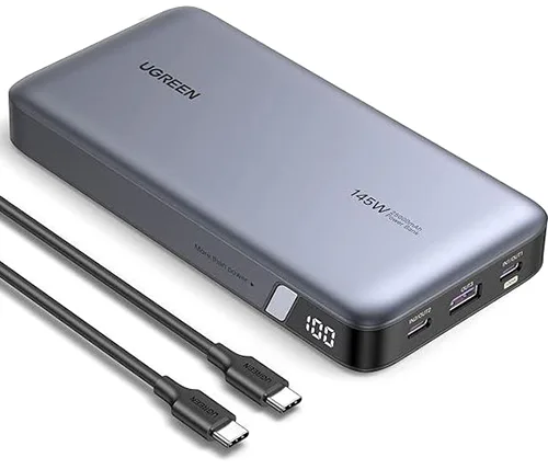 סוללת גיבוי למחשב נייד Ugreen 25000mAh 145W עם יציאת USB-A ושני חיבורי USB-C