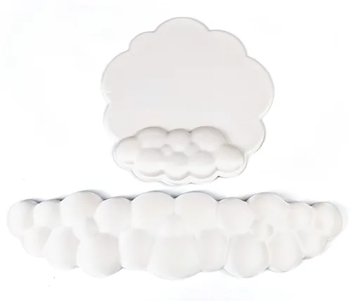 סט פדים ג'ל למקלדת ולעכבר Ivory Style Cloud בצבע לבן