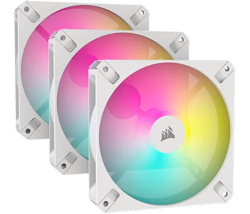 3 מאווררים למארז 12 ס"מ Corsair iCUE AR120 Digital RGB בצבע לבן